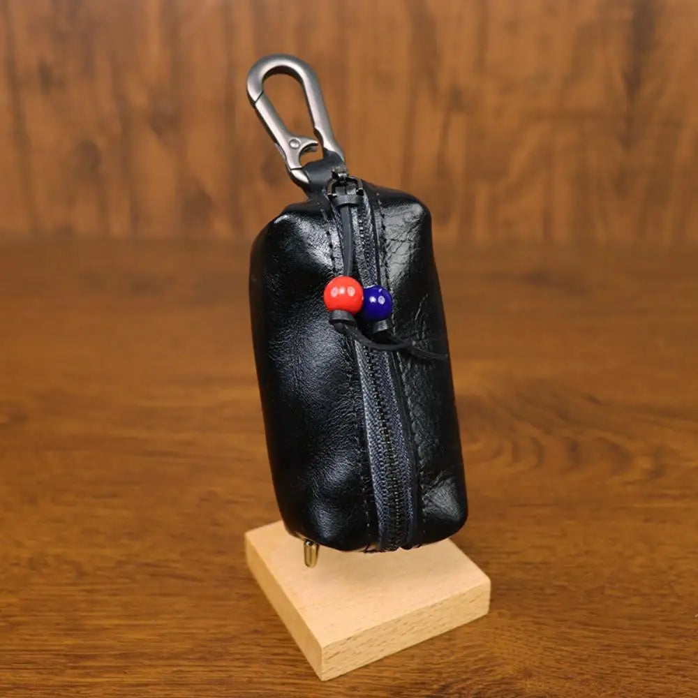 Hand-polished and leather key bag Men's retro waist hanging antique storage bag Cowhide key bag Viking wallet