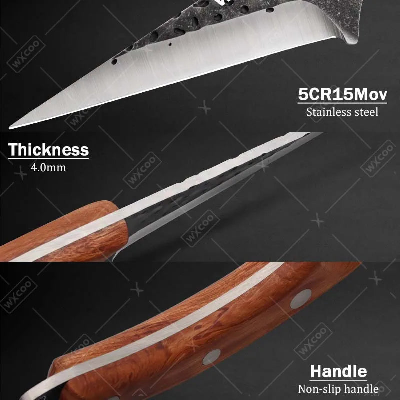 1PC/3PCS Stainless Steel Multipurpose Chef Knife Kitchen Tools Boning Slicing Peeling Filleting Butcher Meat Cleaver Wood Handle