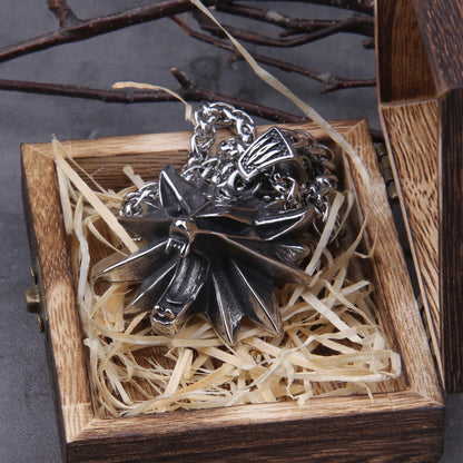 Stainless Steel Viking Wild Hunt necklace Geralt wolf head