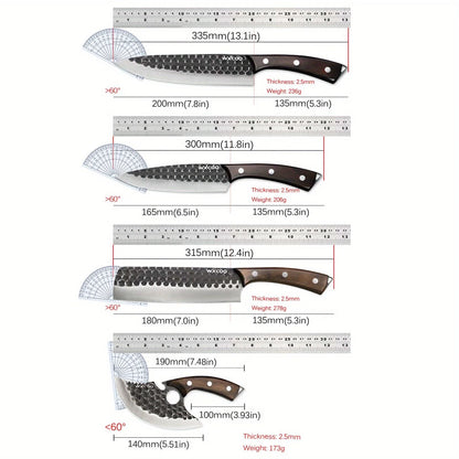 4PCS Stainless Steel Knife Set Handmade Professional High Quality Sharp Multipurpose Kitchenware Forged Mini Cheese Boning Pizza