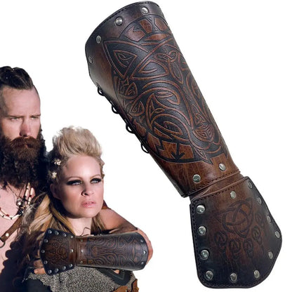 Medieval Arm Gauntlets Feather Viking Wrist And Hand Bracer Nordic Viking Style Hand Guard Costume For Playing Roles For Cosplay