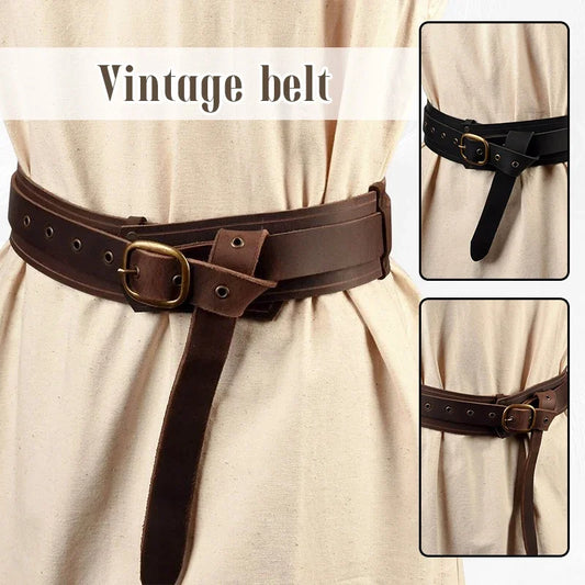 Upgraded Leather Vintage Medieval Belt Men Knight Waistband Pirate Gothic Tunic Robe Buckle Belt Halloween Costume Accessories
