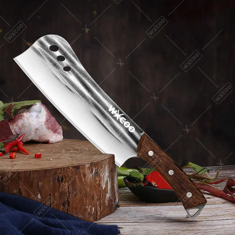 1 PC/3 PCS Stainless Steel Meat Cleaver Sharp Boning Knife Kitchen Utility Knife Handmade Forged Multipurpose Tool Wooden Handle