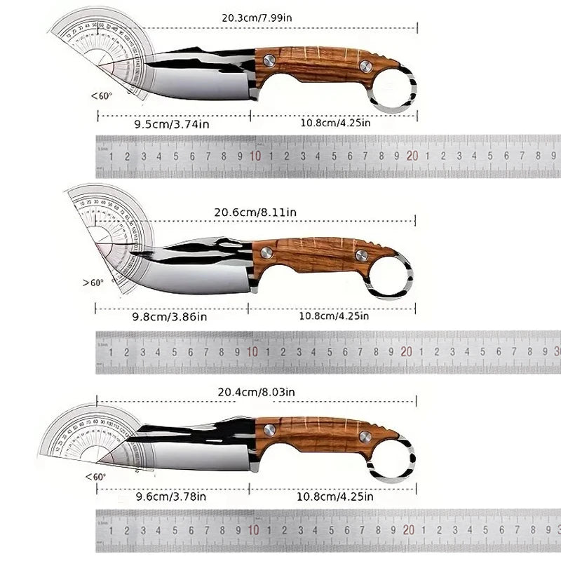 3Pcs Viking knife Chef Knife Japan Kitchen Meat Cleaver Butcher Boning Knife BBQ