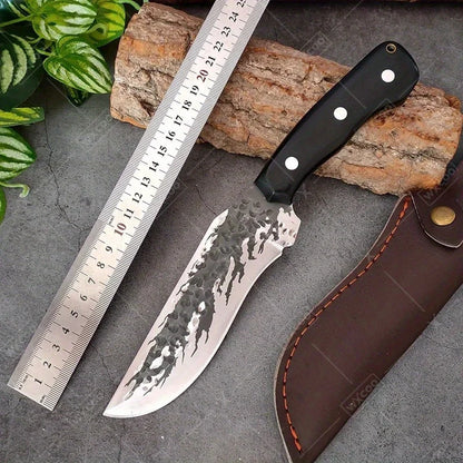 1PC Stainless Steel Knife Handmade Forged Knife Professional Outdoor Cooking Knife with Sheath Wooden Handle Meat and Fish