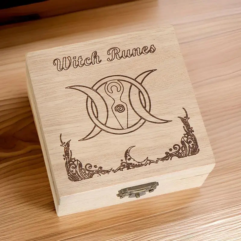 Witches Runes Set Altar Divination Tools with Storage Bag 13Pcs Wood Runes Altar Runes for Beginners Board Game