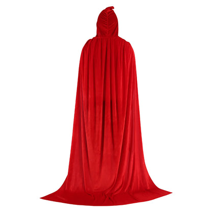 Medieval Hooded Cloak Unisex Multiple Sizes Solid Color Velvet Halloween Witch Cape Vintage Holiday Party Stage Long Poncho