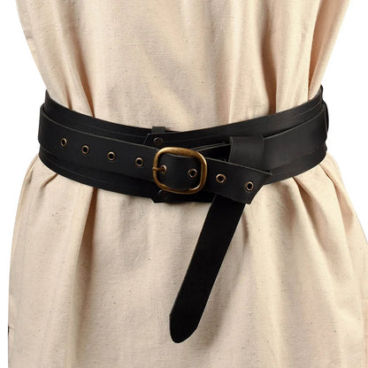 Upgraded Leather Vintage Medieval Belt Men Knight Waistband Pirate Gothic Tunic Robe Buckle Belt Halloween Costume Accessories