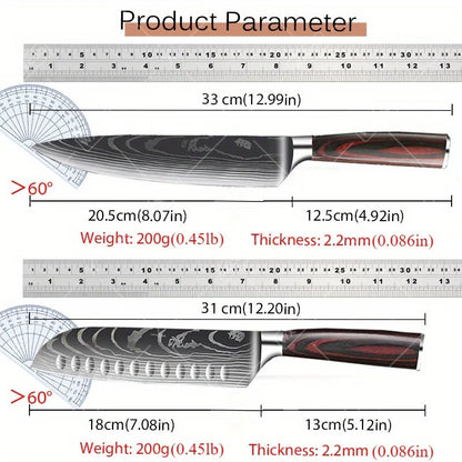 8PCS Professional Kitchen Chef Knife Set Forged Stainless Steel Utility Boning Vegetable Fish Cutting Butcher Scissor for Meat