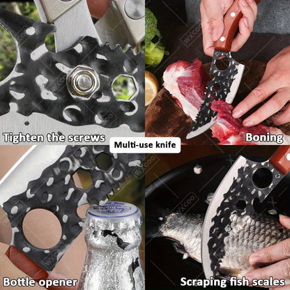 1 PC Stainless Steel Boning Knife Professional Kitchen Utility Knife Multipurpose Handmade Forged Cutting Knife With Sheath For