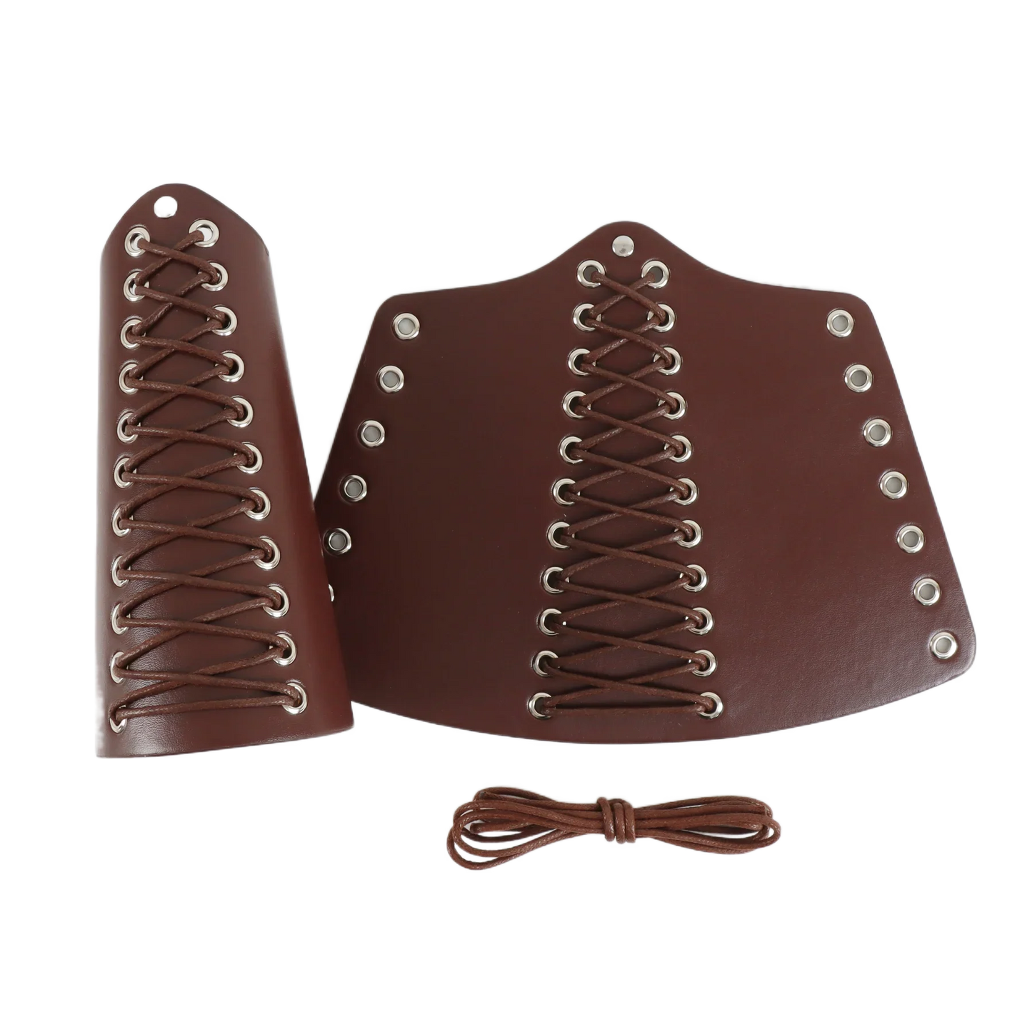 2pcs Black Lace-Up Viking Wristbands PU Leather Medieval Bracer Arm Guards For Renaissance Faire Halloween Cosplay Costume