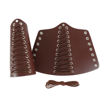 2pcs Black Lace-Up Viking Wristbands PU Leather Medieval Bracer Arm Guards For Renaissance Faire Halloween Cosplay Costume