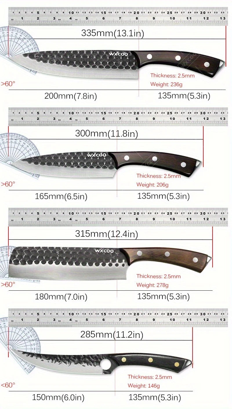 3PCS/4PCS/5PCS/6PCS Professional Utility Knife High Quality Stainless Steel Chef Knife Set Handmade Boning Knife Sharp Meat