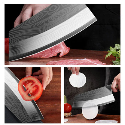 4PCS Kitchen Chef Knife Set Multipurpose Cooking Knife Stainless Steel Boning Barbecue Vegetable Chopper Cutting Utility Outdoor