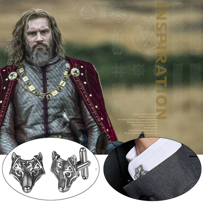 Stainless Steel Cufflinks Nordic Viking Odin Compass