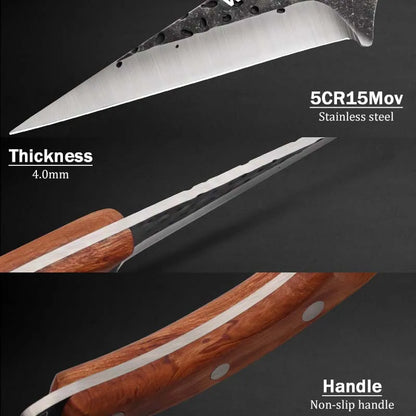 1PC/3PCS Stainless Steel Multipurpose Chef Knife Kitchen Tools Boning Slicing Peeling Filleting Butcher Meat Cleaver Wood Handle