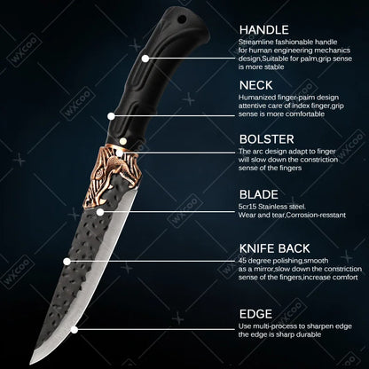 8PCS Professional Kitchen Chef Knife Set Stainless Steel Forged for Cooking Meat Vegetable Fish Utility Cutting