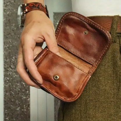 1pc Viking Sporran Retro Style Handcrafted Leather Genuine Cowhid Card Wallet Card Case Pouch Coin Purse Wallet