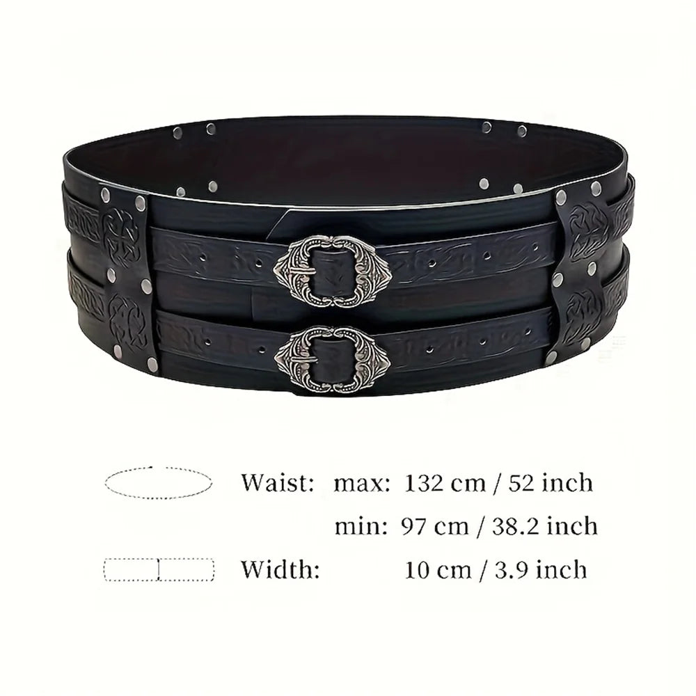 Medieval leather wide waistband brave knight role-playing Viking wristband Halloween Coplay shoulder armor accessory set