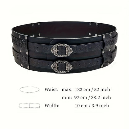 Medieval leather wide waistband brave knight role-playing Viking wristband Halloween Coplay shoulder armor accessory set