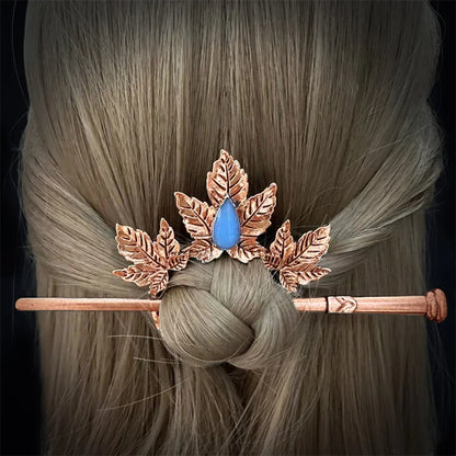 New Gothic Retro Cow Skull Skeleton Moonstone Hair Clips Hairpins for Women Fashion Deer Horn Hair Stick Hair Styling Tools