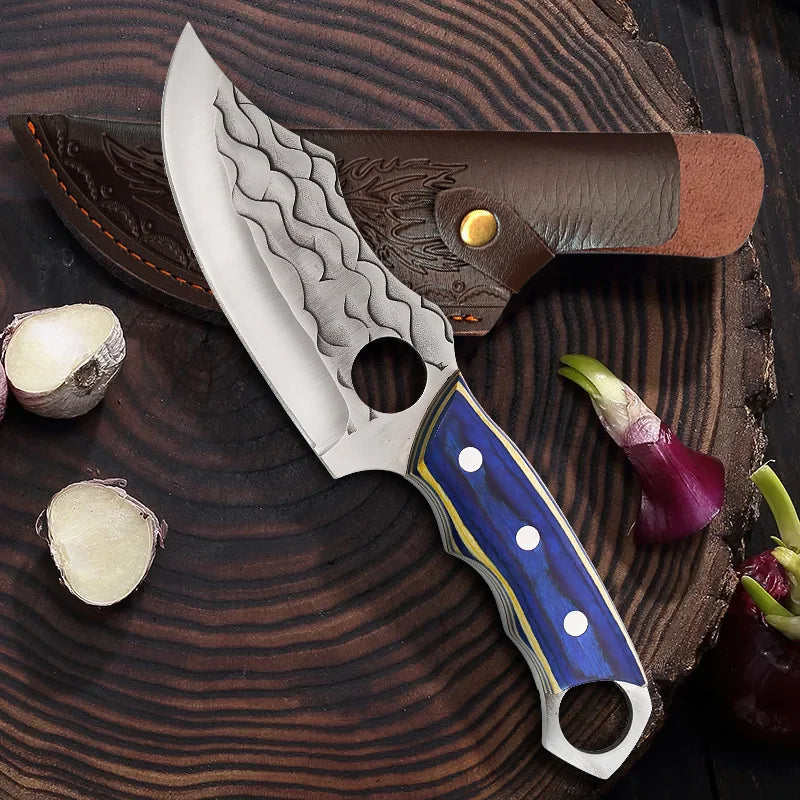 1 PC Stainless Steel Professional Kitchen Knife Handmade Forged Boning and Slicing Cleaver with Wooden Handle
