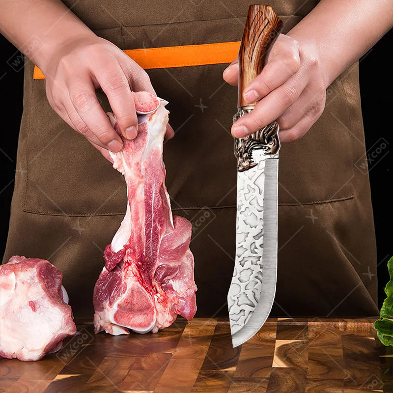 6PCS Professional Kitchen Chef Knife Set Stainless Steel Boning Knife Forged Butcher Knife Utility Knife Vegetable Chopper Meat