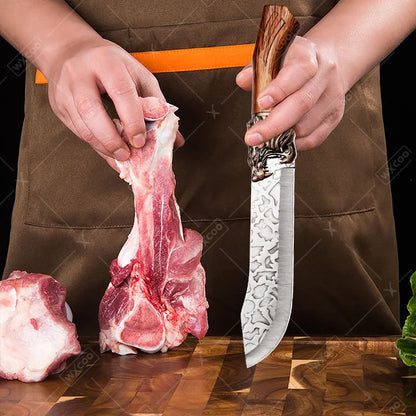 6PCS Professional Kitchen Chef Knife Set Stainless Steel Boning Knife Forged Butcher Knife Utility Knife Vegetable Chopper Meat