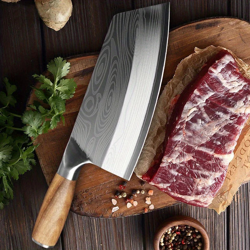 3Pcs Multipurpose Mini Knife Set Stainless Steel Pocket Knife High Carbon Chef Knife with Laser Damascus Pattern