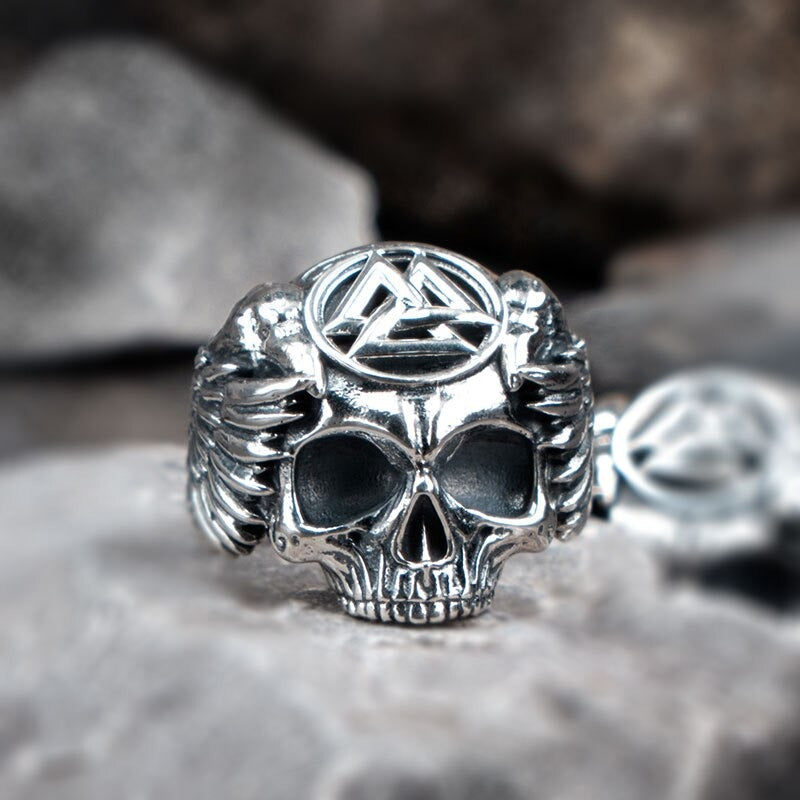 Viking Ring - Valknut Skull