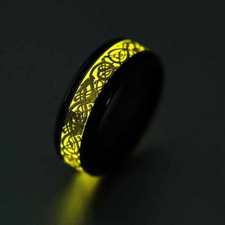 Celtic Dragon Inlay Luminous Ring