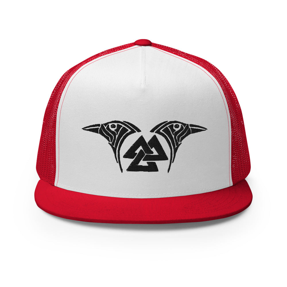 Viking Trucker Cap Featuring Valknut & Odin's Ravens