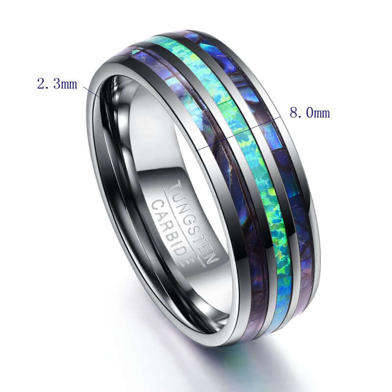 Tungsten Bifrost Abalone Ring