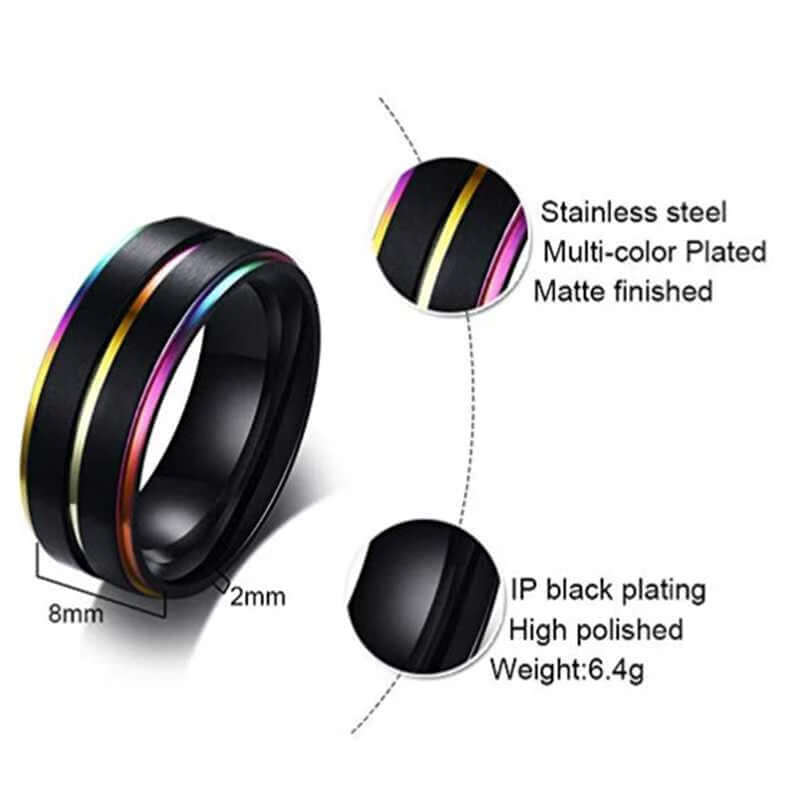 Black Tungsten Rainbow Ring