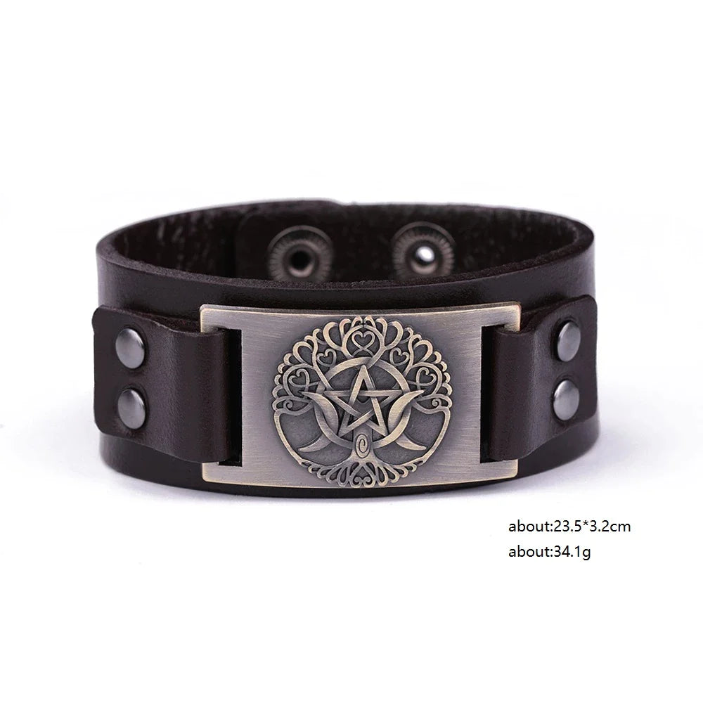Viking Leather Bracer with Fur, Black