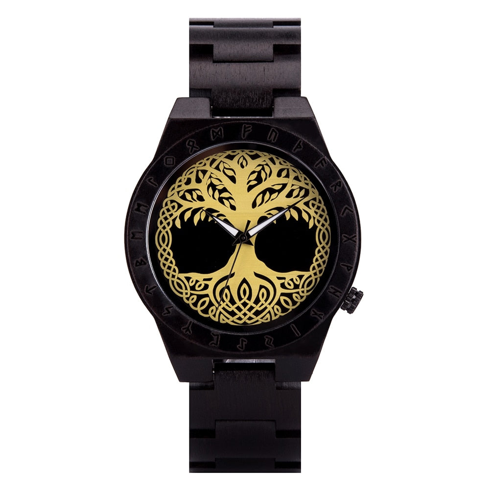 Wooden Viking Watch Featuring Yggdrasil Tree Of Life