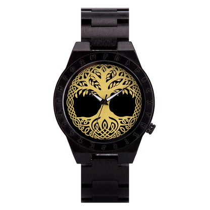 Wooden Viking Watch Featuring Yggdrasil Tree Of Life
