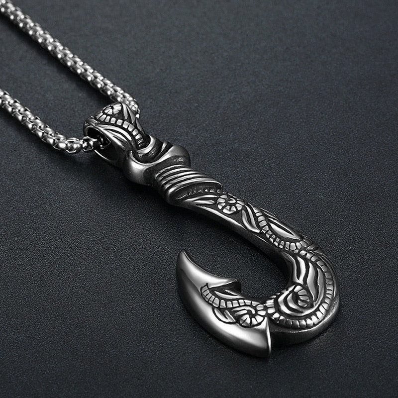 Experience The Power of The Sea: Viking Necklace with Fish Hook Pendant | Buy Now!