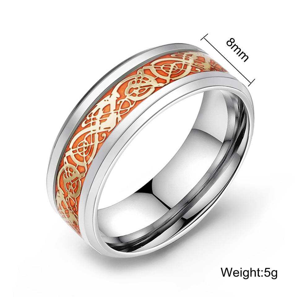 Celtic Dragon Inlay Luminous Ring