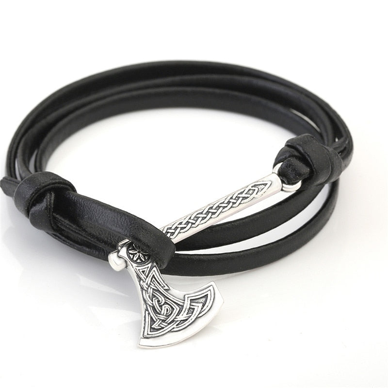 Nordic Axe Leather Bracelet