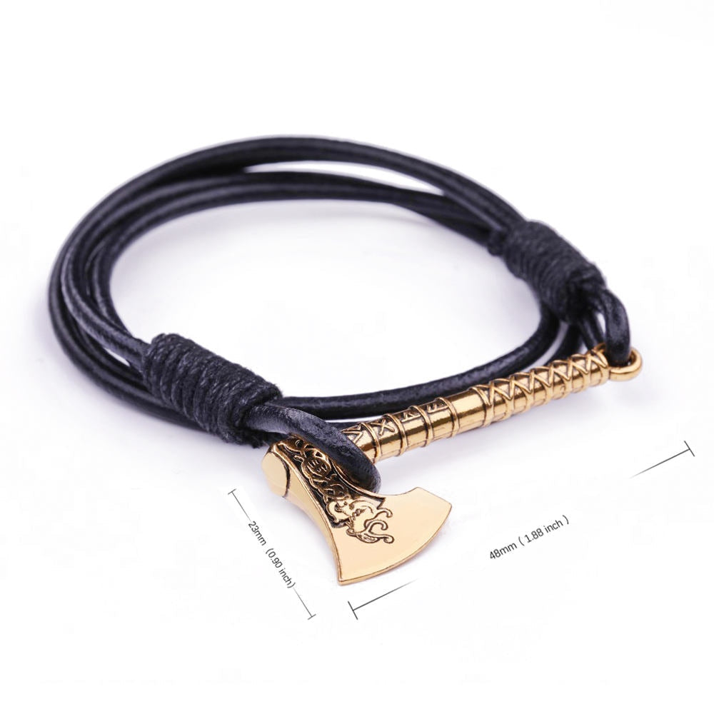 Viking Axe Wrap Leather Bracelet
