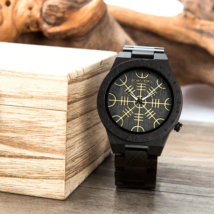 Black Viking Watch With Helm Of Awe Dial