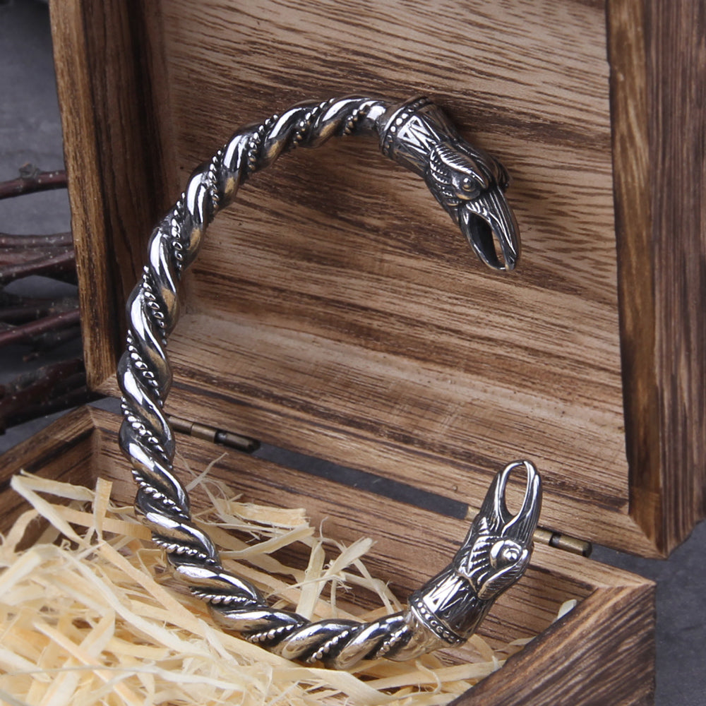 Viking Bracelet - Solid Brass | Fenrir Wolf Heads Arm Ring – Sons of Vikings
