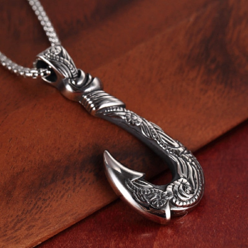 Experience the Power of the Sea: Viking Necklace With Fish Hook Pendant