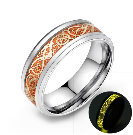 Celtic Dragon Inlay Luminous Ring