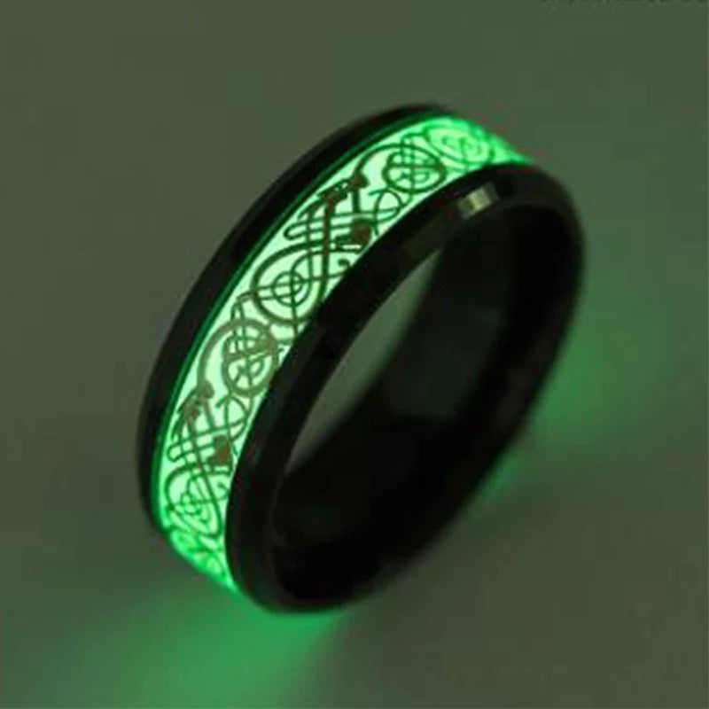 Celtic Dragon Inlay Luminous Ring