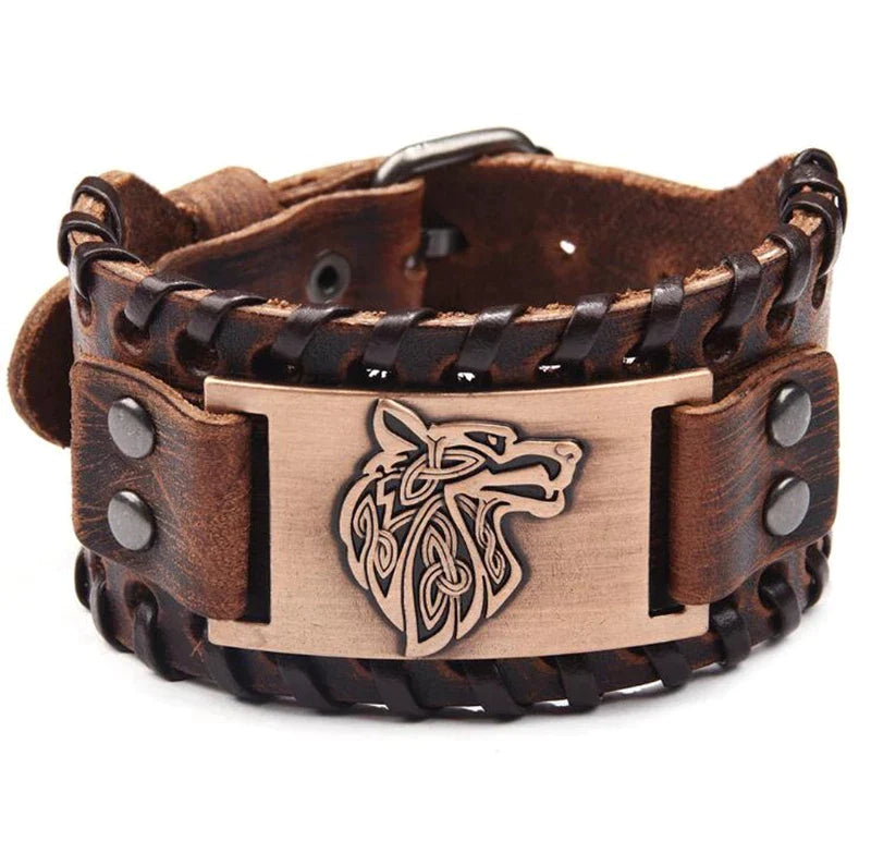 Fenrir Viking Leather Bracelet