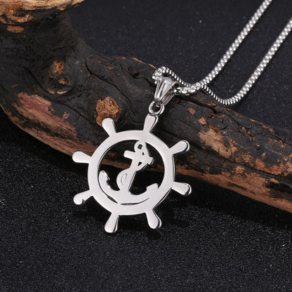 Viking Necklace Featuring An Anchor Wheel Pendant