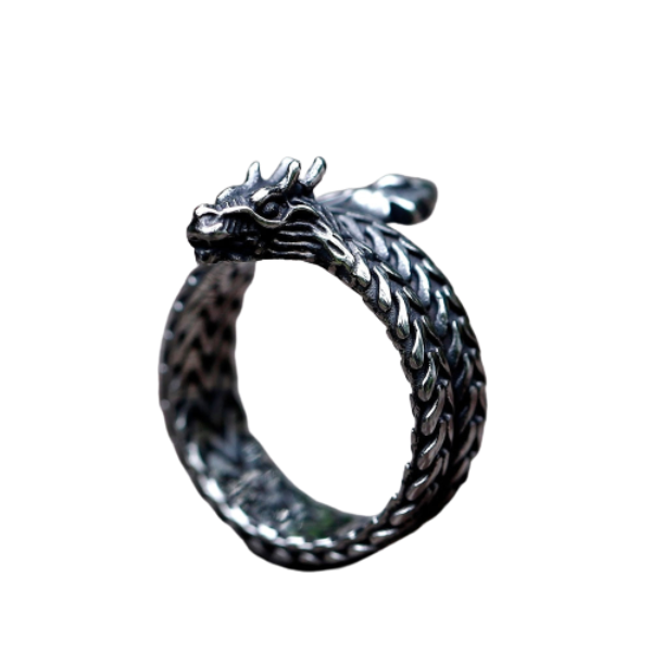 Coiled Jormungandr Dragon Ring- Adjustable