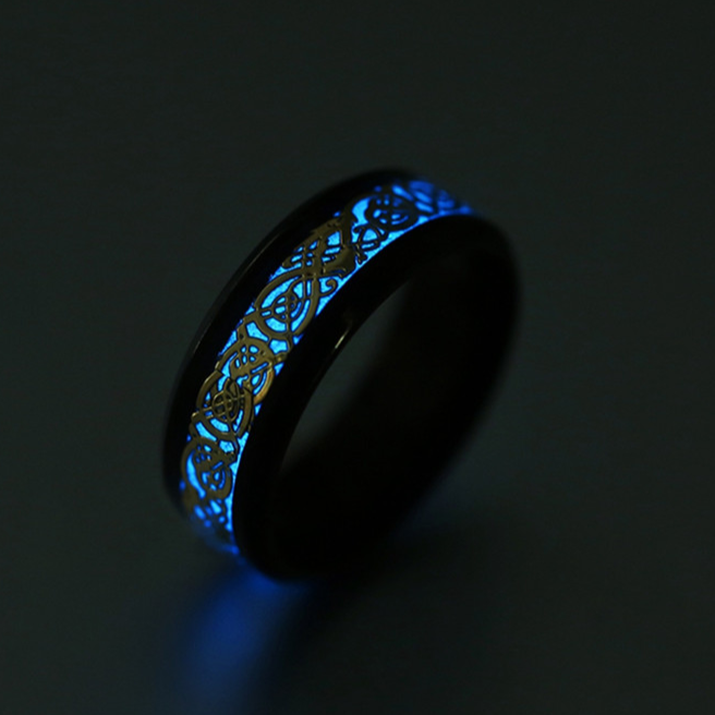 Celtic Dragon Inlay Luminous Ring